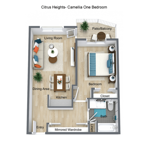 One Bedroom one bath at The Crest at Citrus Heights Apartments, California